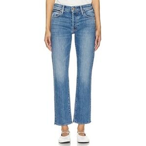 Mother The Hiker Hover Women Sz 30 Blue Straight Leg High Rise Button Fly Jeans